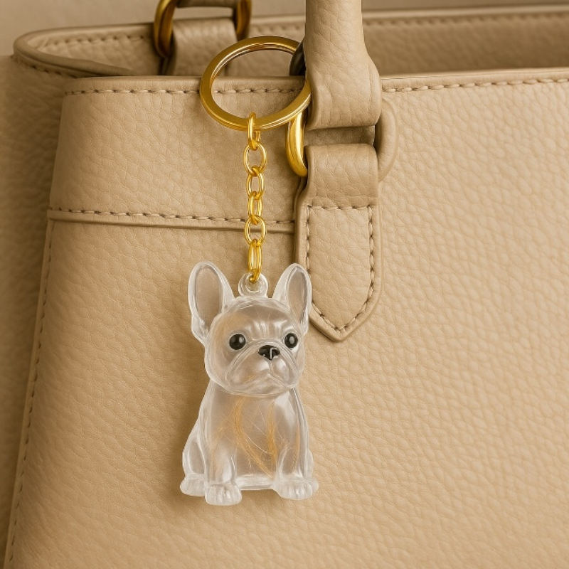 Dog Hair keepsakeCapsule - Key Chain - Christmas Decoration - French Bulldog