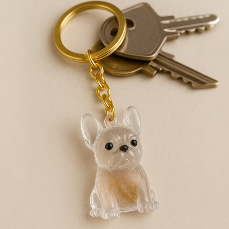 Dog Hair keepsakeCapsule - Key Chain - Christmas Decoration - French Bulldog