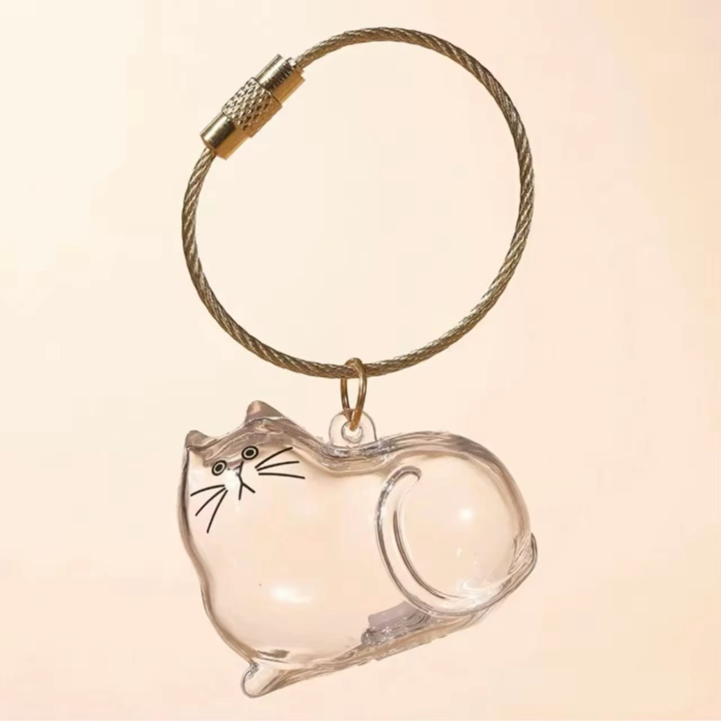 Cat Hair Keepsake Capsule  - Key Chain - Christmas Decoration - Resting Cat