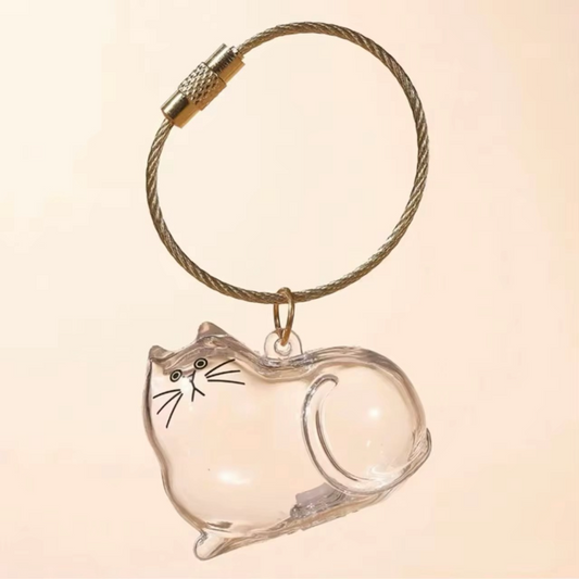 Cat Hair Keepsake Capsule  - Key Chain - Christmas Decoration - Resting Cat