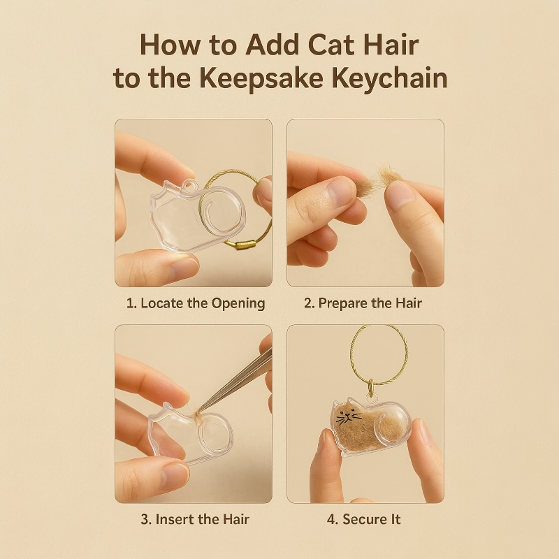 Cat Hair Keepsake Capsule  - Key Chain - Christmas Decoration - Resting Cat
