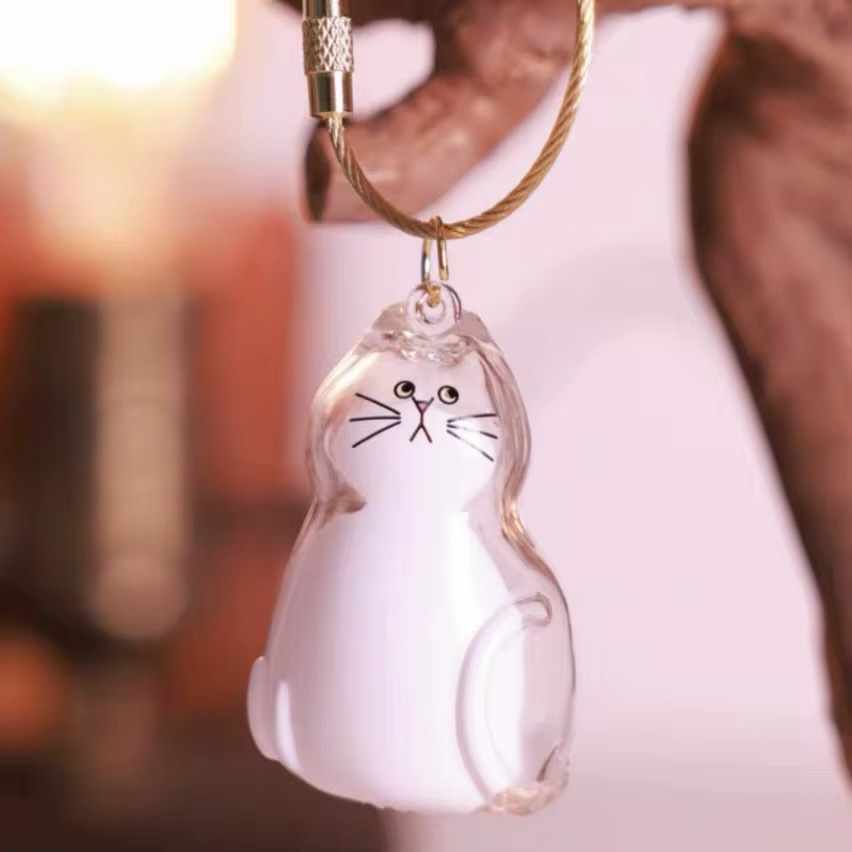 Cat Hair Keepsake Capsule  - Key Chain - Christmas Decoration - Sitting Cat