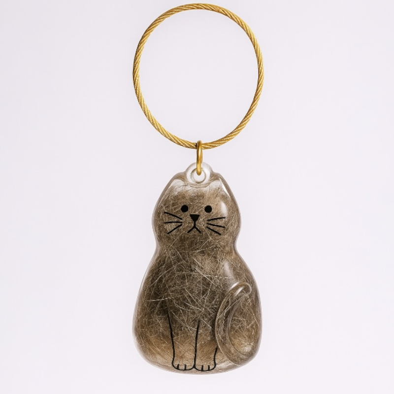 Cat Hair Keepsake Capsule  - Key Chain - Christmas Decoration - Sitting Cat