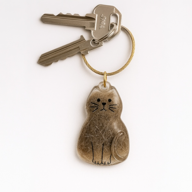 Cat Hair Keepsake Capsule  - Key Chain - Christmas Decoration - Sitting Cat