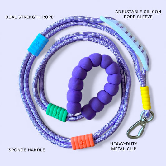 Vivid - Bright Color Extra Strong Leash - Purple Leash/ Purple Handle