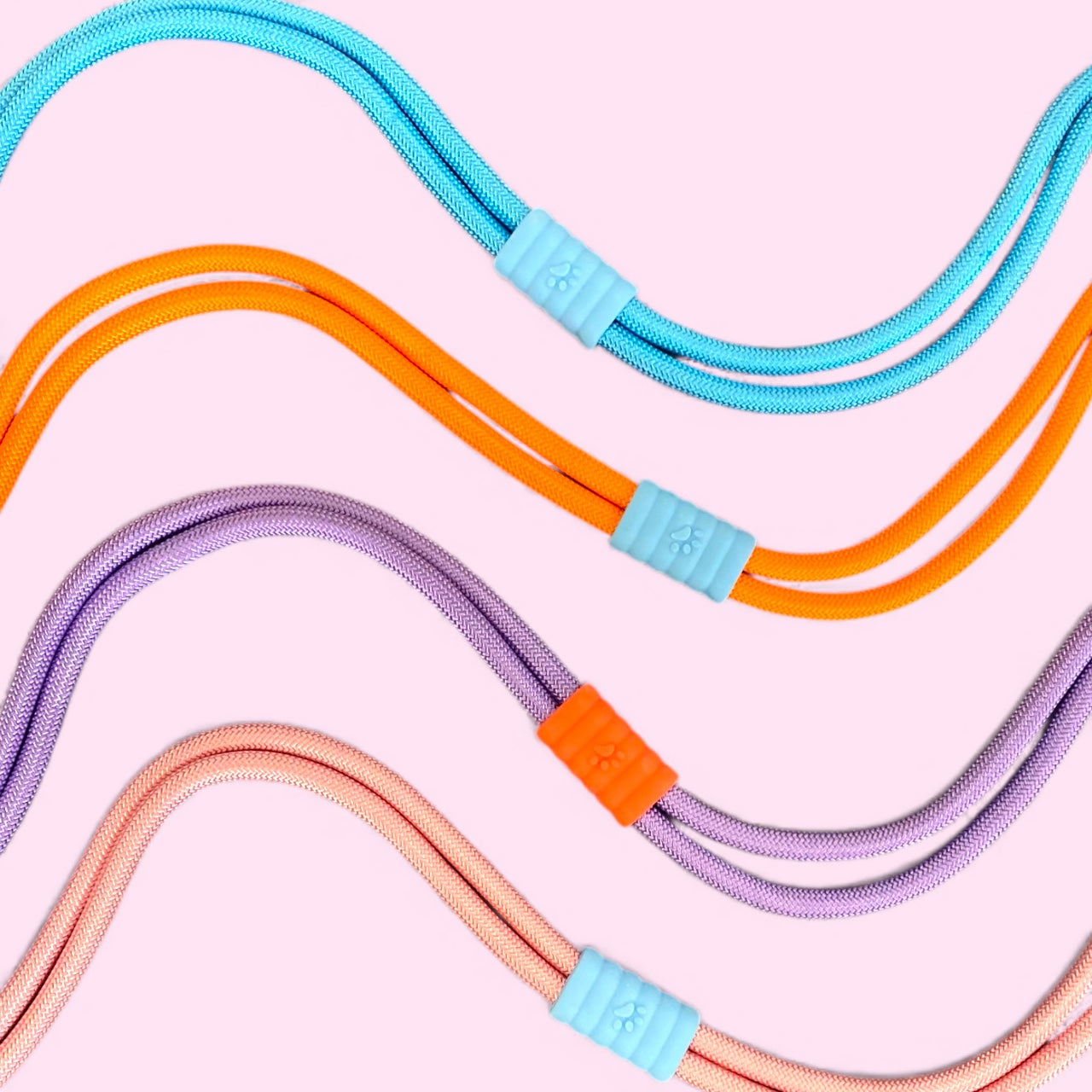 Vivid - Bright Color Extra Strong Leash - Pink Leash/ Purple Handle