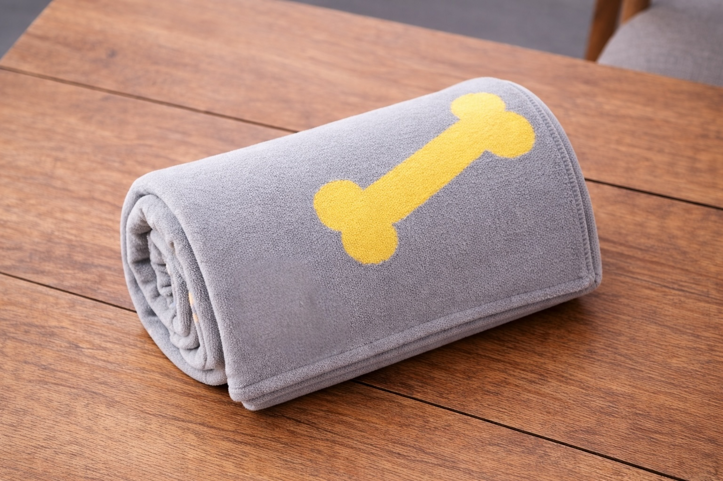 Talking Dog Club - Bone Print Viscose Blanket - Grey and Yellow Bone