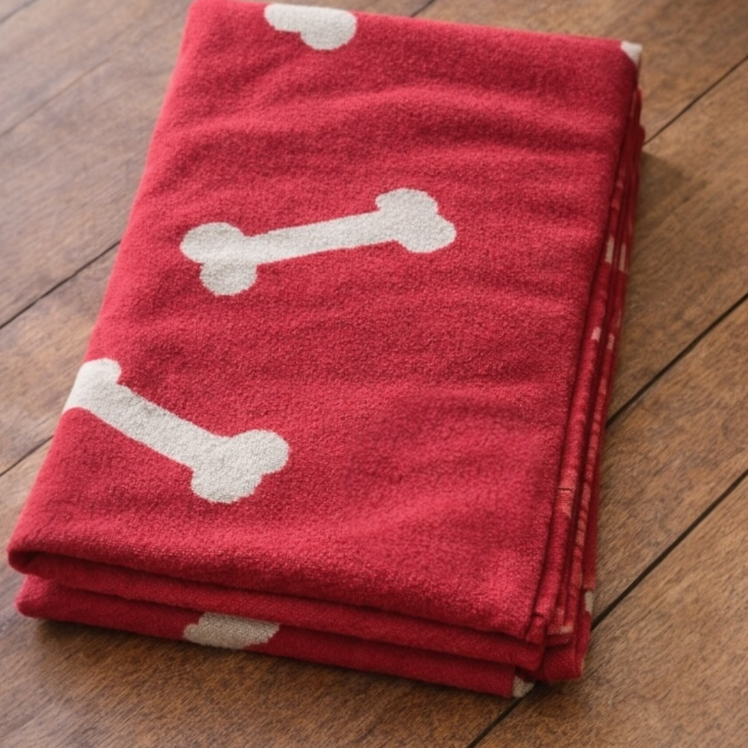 Talking Dog Club - Bone Print Viscose Blanket - Red and Grey Bone