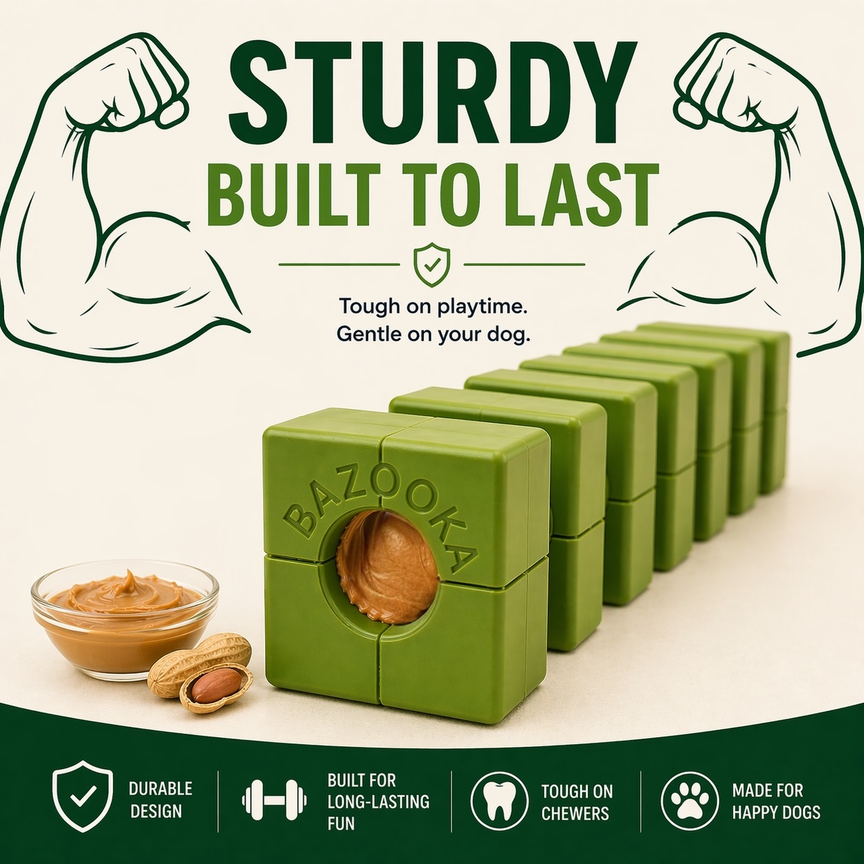 Sturdy - Ribbed Bazooka  - Natural Rubber Toy