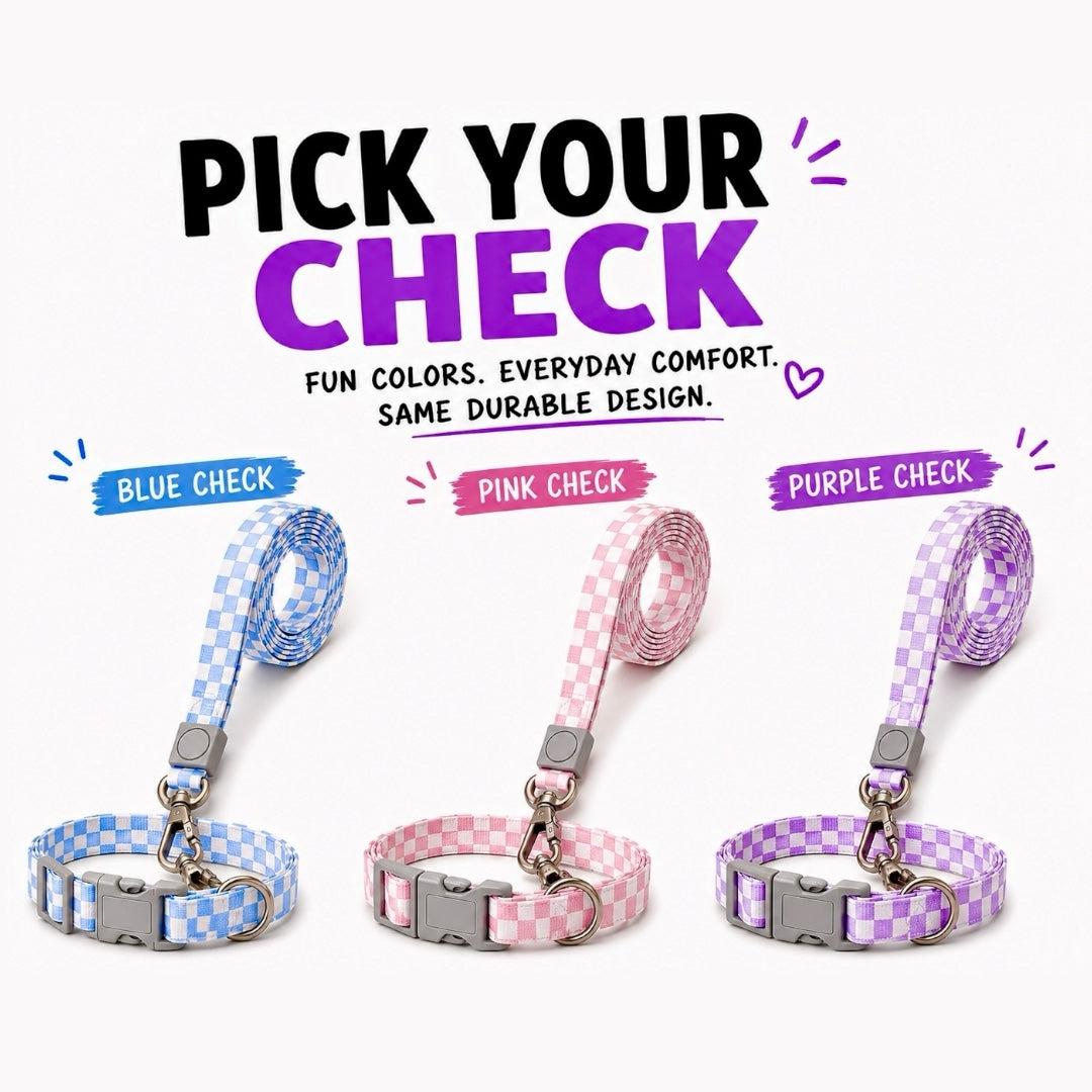 Checkmate Leash and Collar Combo - Blue