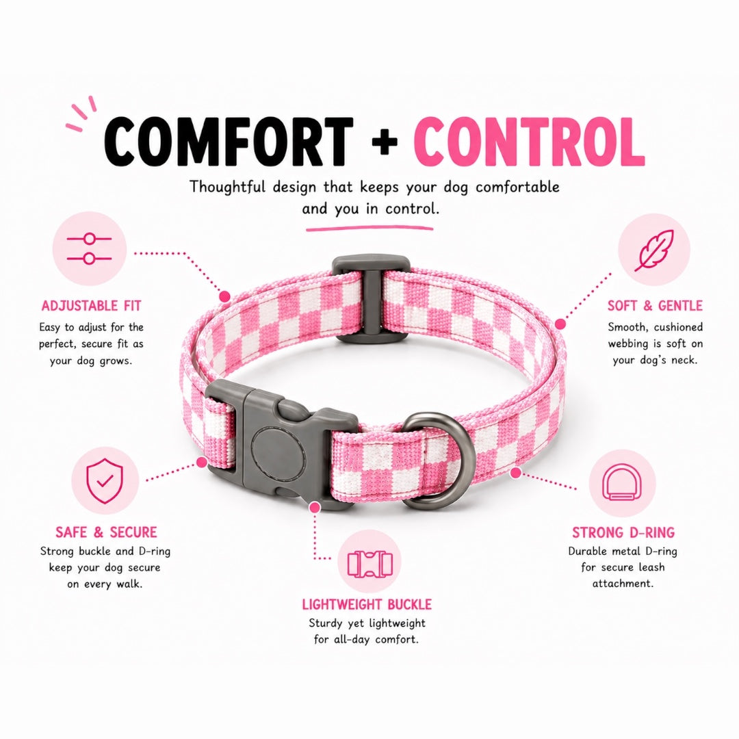 Checkmate Leash and Collar Combo - Pink