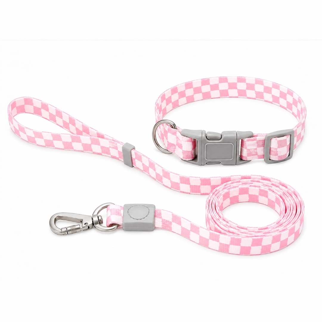 Checkmate Leash and Collar Combo - Pink