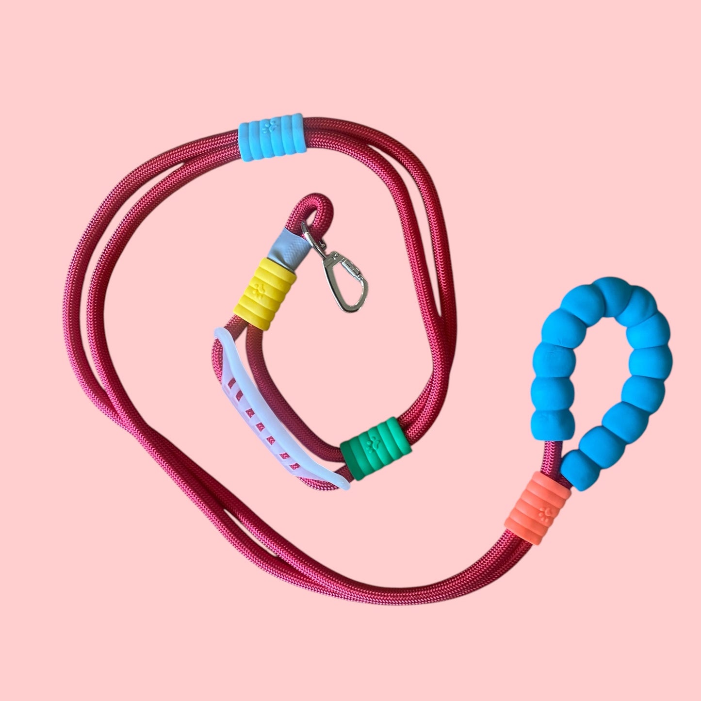 Vivid - Bright Color Extra Strong Leash - Red Leash/ Blue Handle