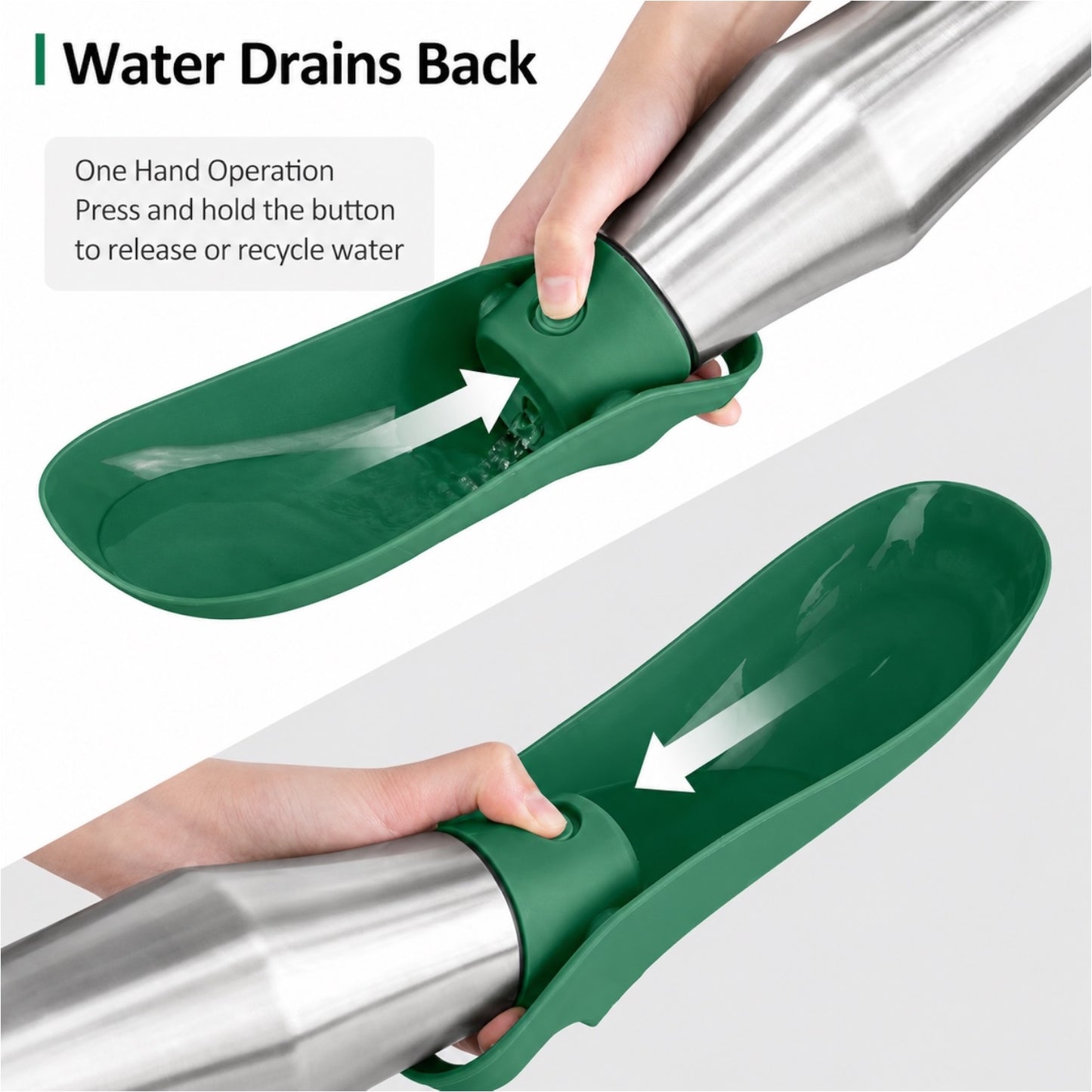 Stainless Steel Travel Water Bottle for Dogs - Green