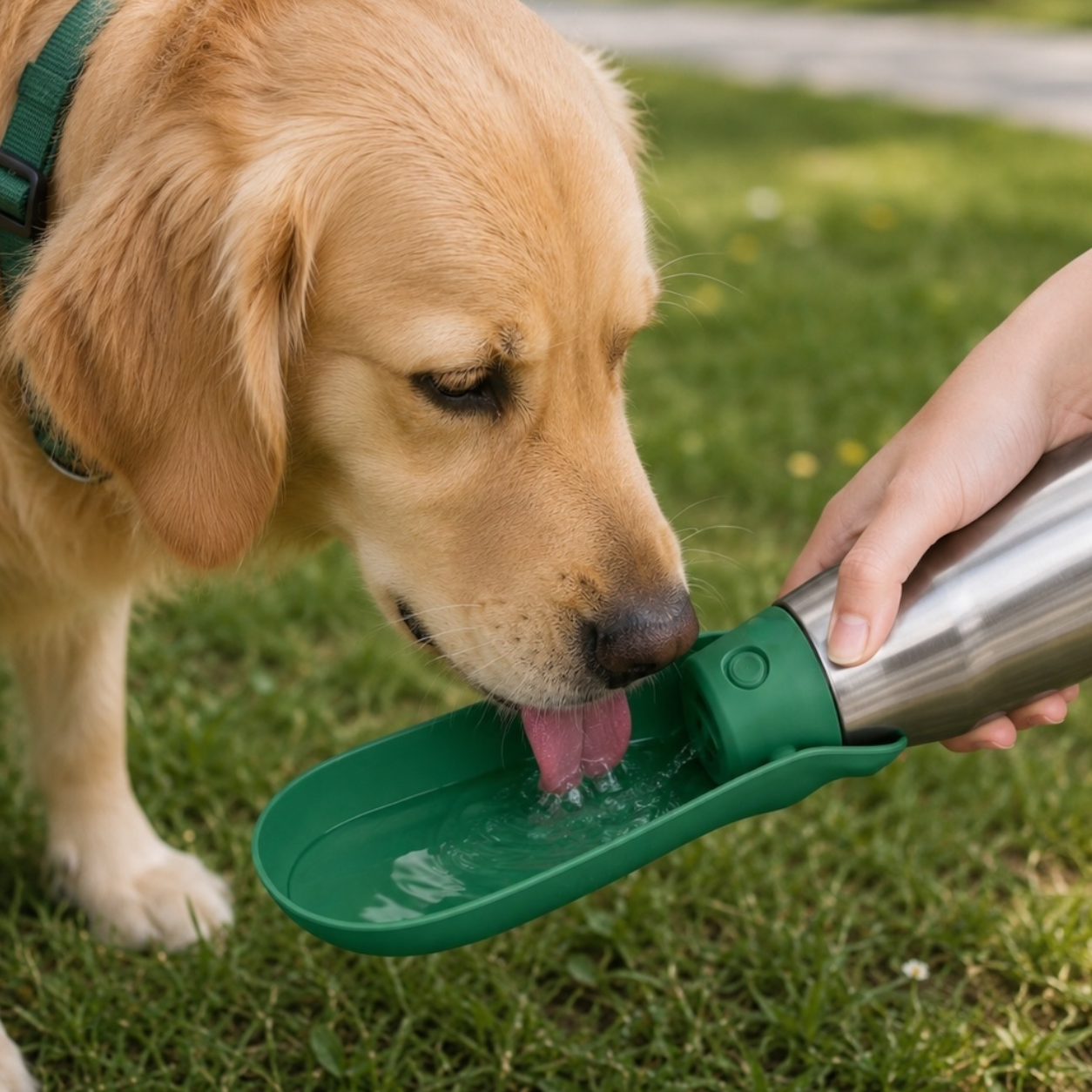 Stainless Steel Travel Water Bottle for Dogs - Green