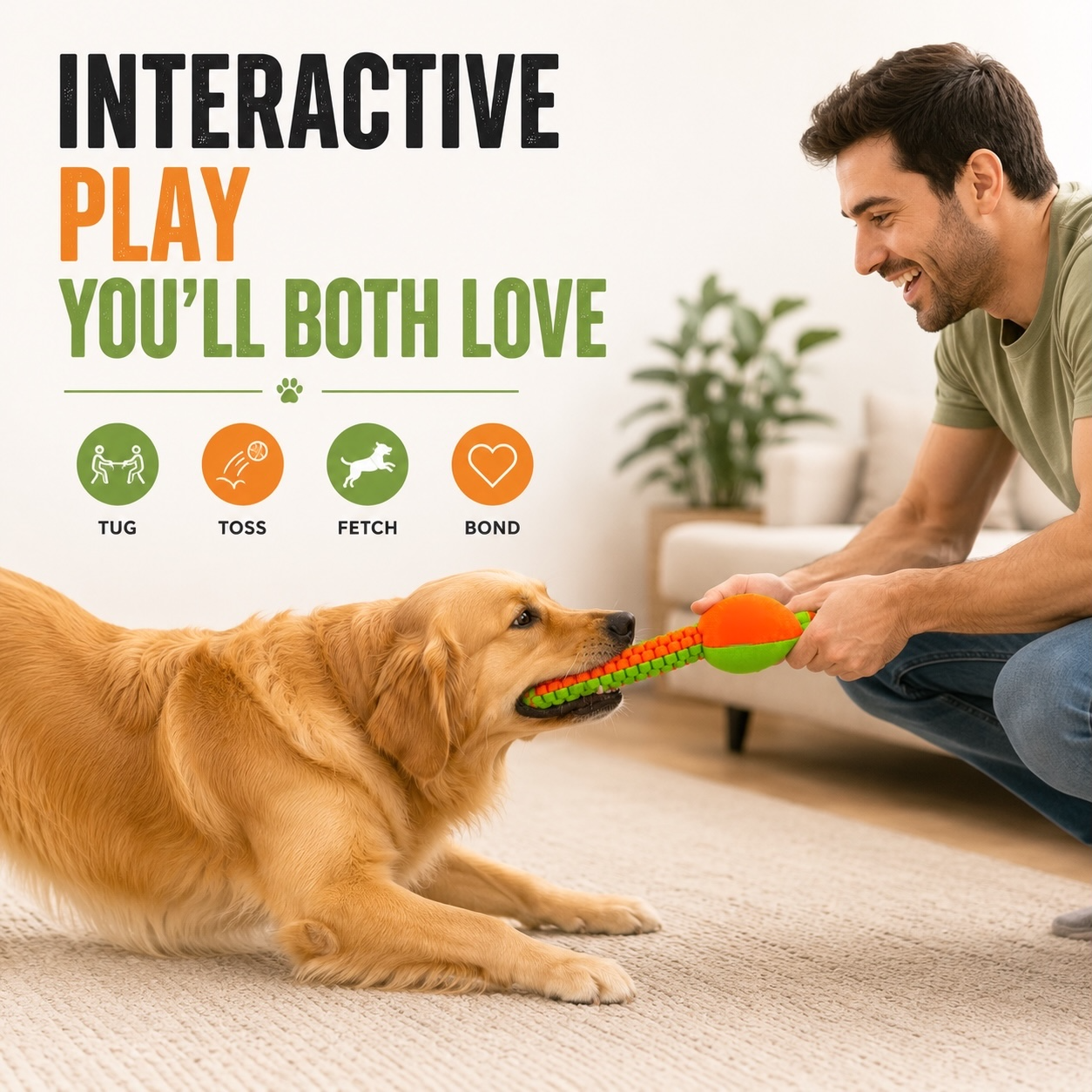 Braided Rope Football Tug - Chew Resistant Toy